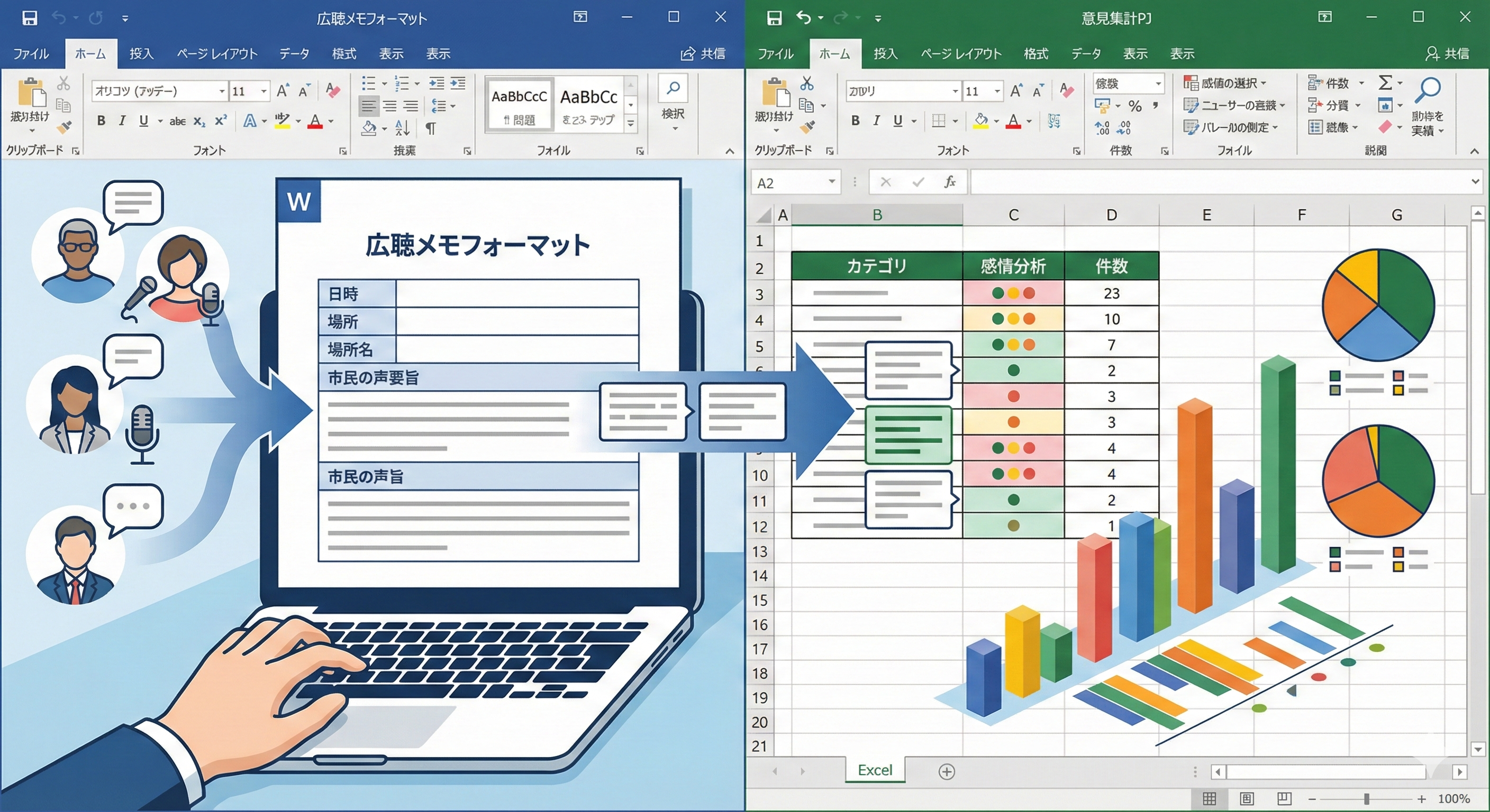 [官公庁系] 広聴メモフォーマット・意見集計PJ